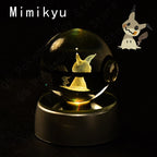 Pokemon Crystal Ball 3D Pikachu Mewtwo Gengar Pokeball 3D Night Light Lamp Glass Statue Pokemon Crystal Ball Kids Birthday Gift