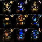 Pokemon Crystal Ball 3D Pikachu Mewtwo Gengar Pokeball 3D Night Light Lamp Glass Statue Pokemon Crystal Ball Kids Birthday Gift