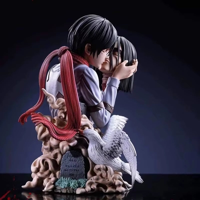 Attack on Titan Anime Figures Eren Jaeger Mikasa Ackerman Action 22CM Statue One Last Kiss Model Collect Desk Decor Toys Gifts