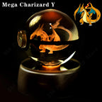 Pokemon Crystal Ball 3D Pikachu Mewtwo Gengar Pokeball 3D Night Light Lamp Glass Statue Pokemon Crystal Ball Kids Birthday Gift