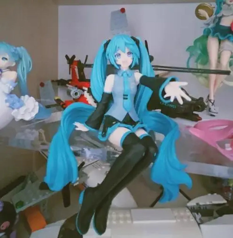 New 14Cm Hatsune Miku Anime Girl Figures Noodle Press Figure Series Miku Figurines Doll Model Car Decoration Kids Toys Fans Gift
