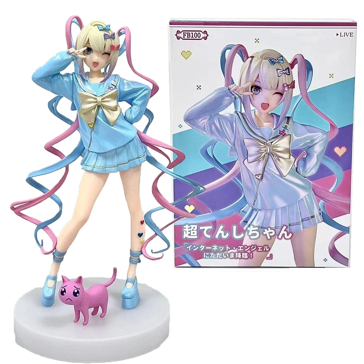 Needy Girl Overdose Anime Figure with Cat Action Figures Virtual Uploader PVC Collection Model Ornaments Toys Brithday Gifts