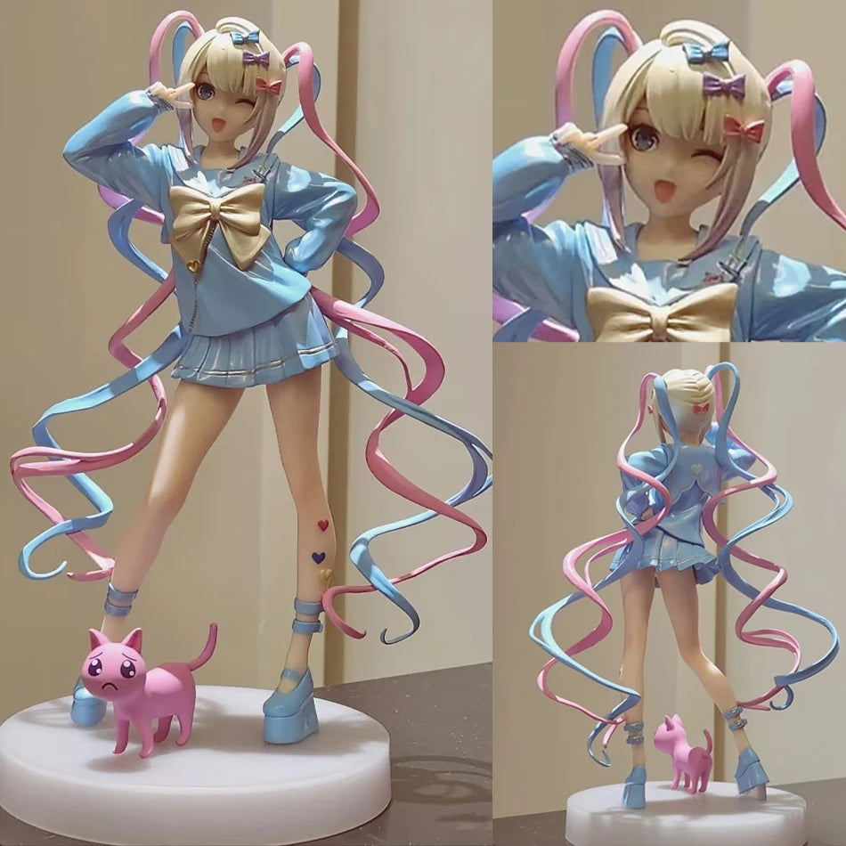 Needy Girl Overdose Anime Figure with Cat Action Figures Virtual Uploader PVC Collection Model Ornaments Toys Brithday Gifts