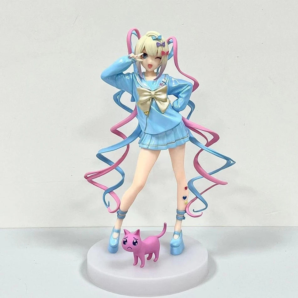Needy Girl Overdose Anime Figure with Cat Action Figures Virtual Uploader PVC Collection Model Ornaments Toys Brithday Gifts
