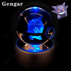 Pokemon Crystal Ball 3D Pikachu Mewtwo Gengar Pokeball 3D Night Light Lamp Glass Statue Pokemon Crystal Ball Kids Birthday Gift